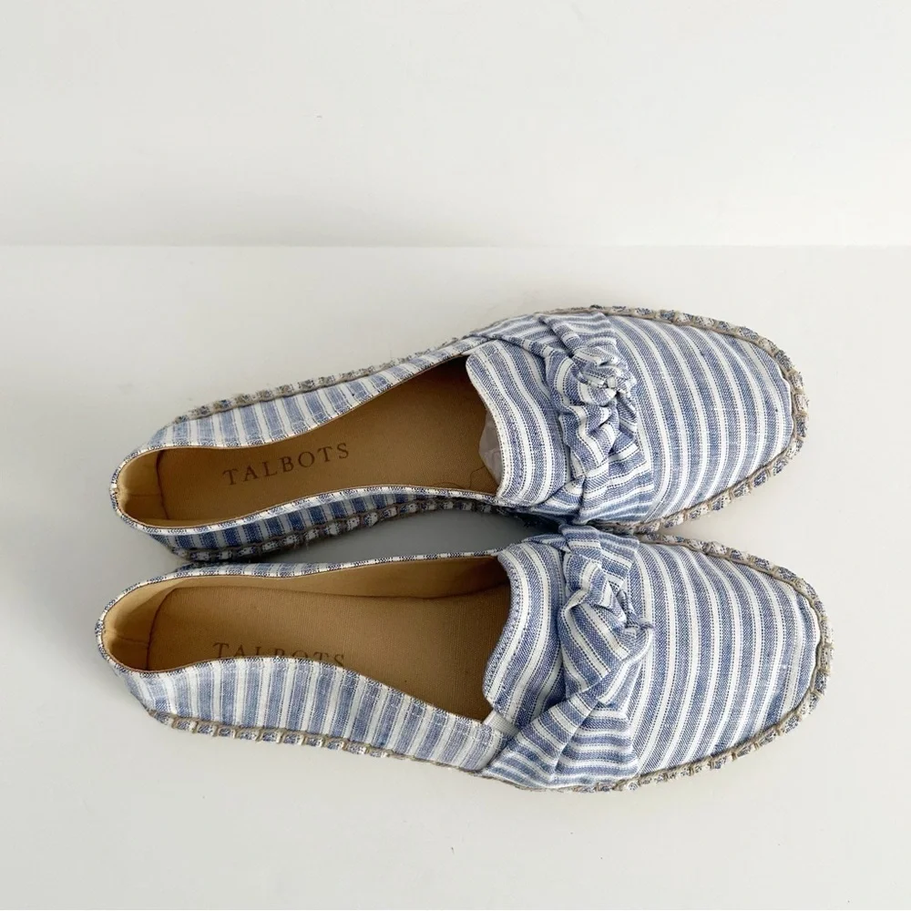 Talbots Izzy Stripe Knotted Linen Espadrille Shoes
